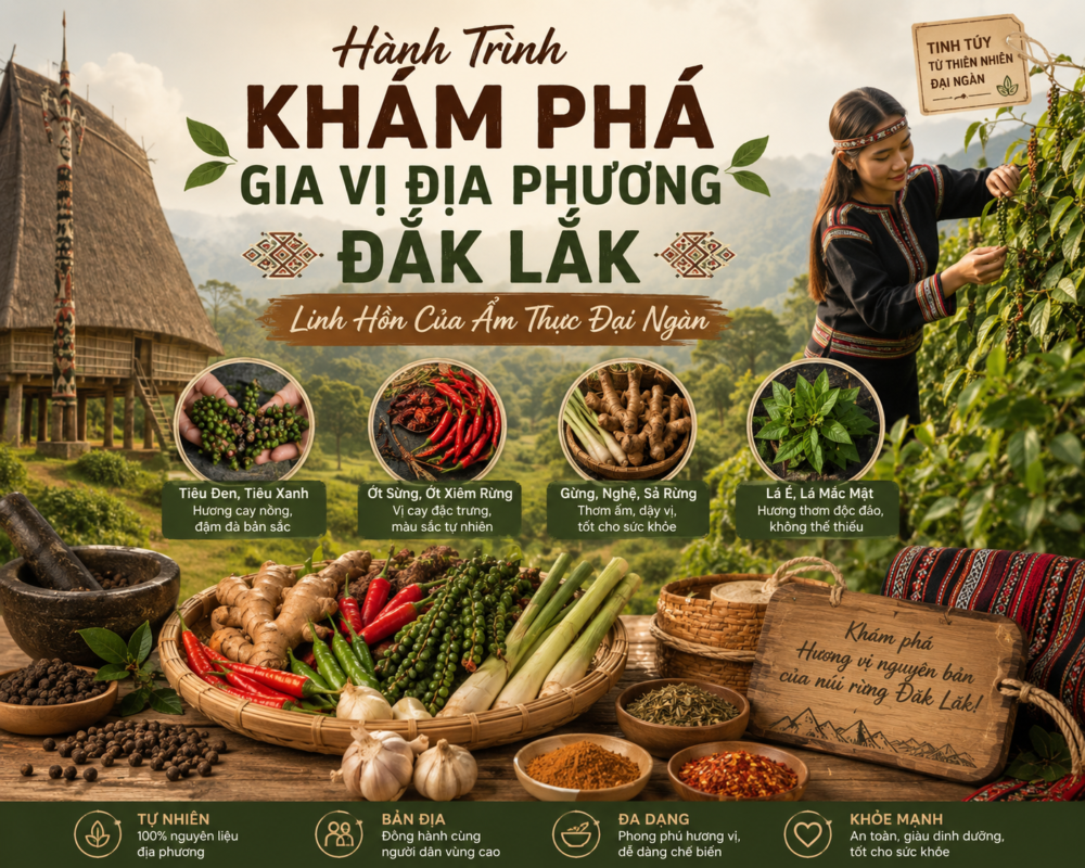 Khám phá gia vị địa phương Đắk Lắk - ẩm thực Tây Nguyên