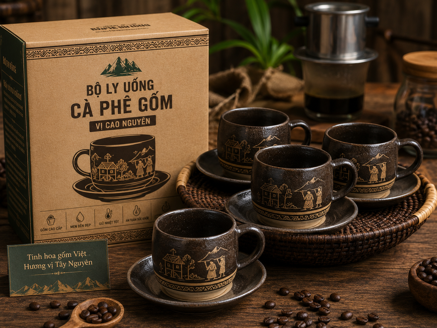 bộ ly uống cà phê gốm