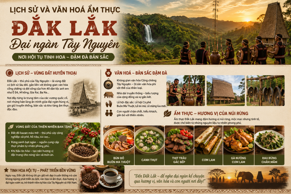 Lịch sử và văn hoá ẩm thực Đắk Lắk đậm đà bản sắc Tây Nguyên