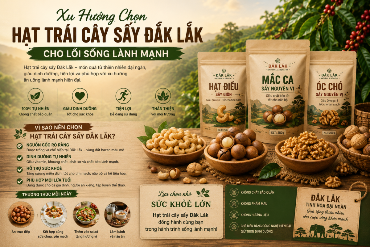 Các combo hạt trái cây sấy Đắk Lắk dinh dưỡng nguyên chất