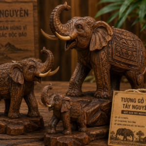 tượng gỗ voi Tây Nguyên