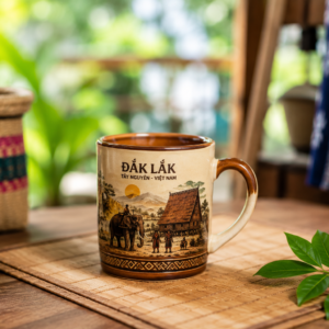 ly gốm in hình dak lak loại nhỏ