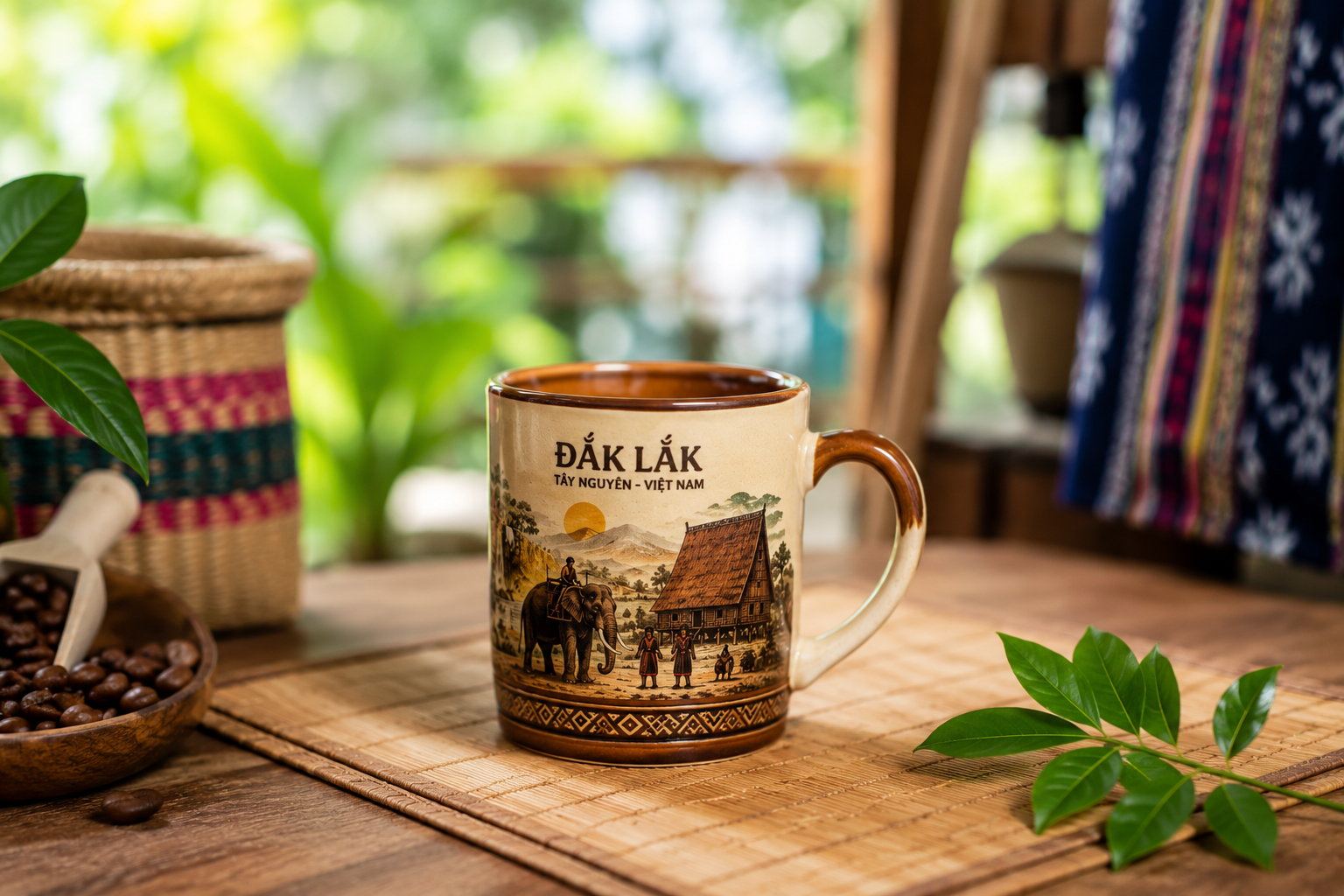 ly gốm in hình dak lak loại nhỏ