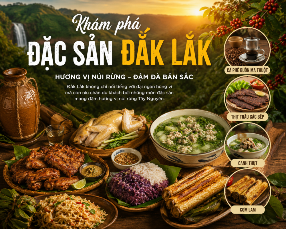 Khám phá đặc sản Đắk Lắk với các món ngon truyền thống Tây Nguyên